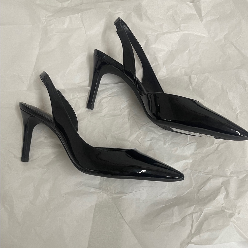 Michael Kors Glossy Black Slingback Heels 3” .size 6 .New without box.R14 - Picture 4 of 7